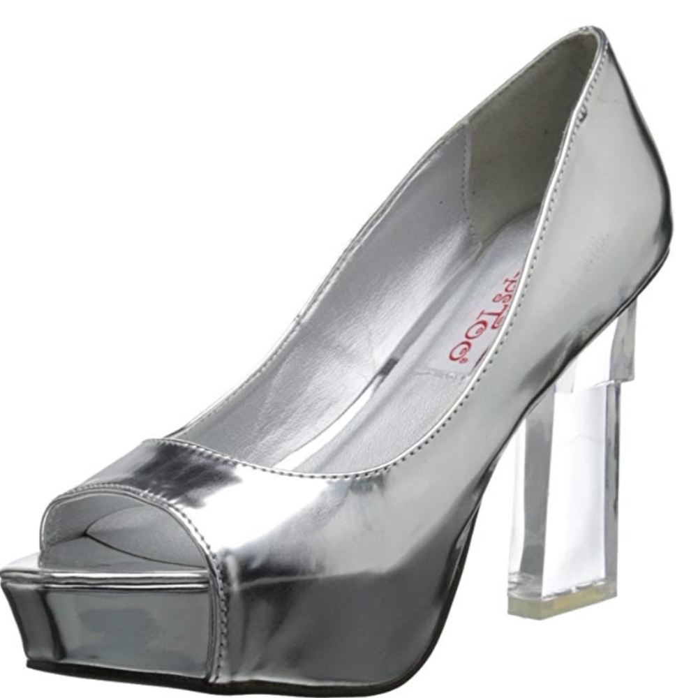 NW Sliver Pumps with Clear Heels